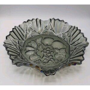 Vintage Federal Depression Glass Pioneer Fruit Pattern Bowl Smoke Carnival Crimp